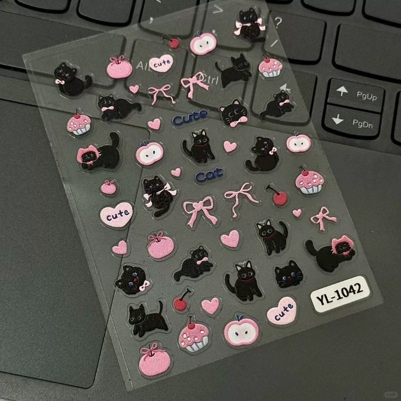 3D Printing Epoxy Resin - Autocollant 3D en relief chat noir